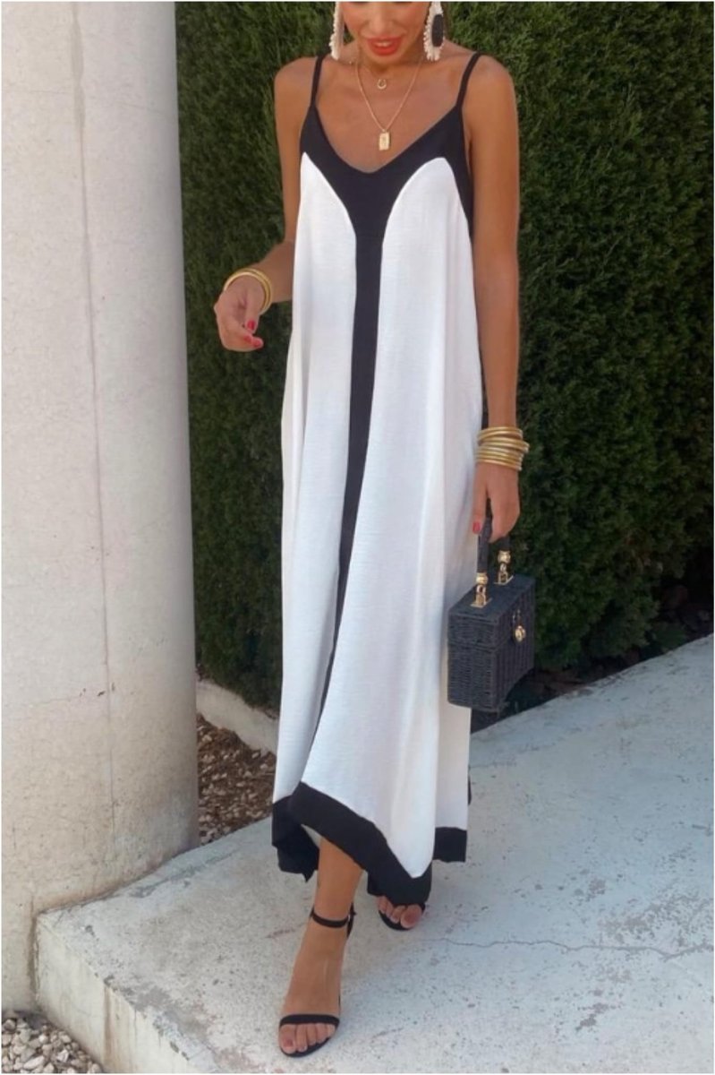 Vestido mujer largo bicolor - Imagen 4