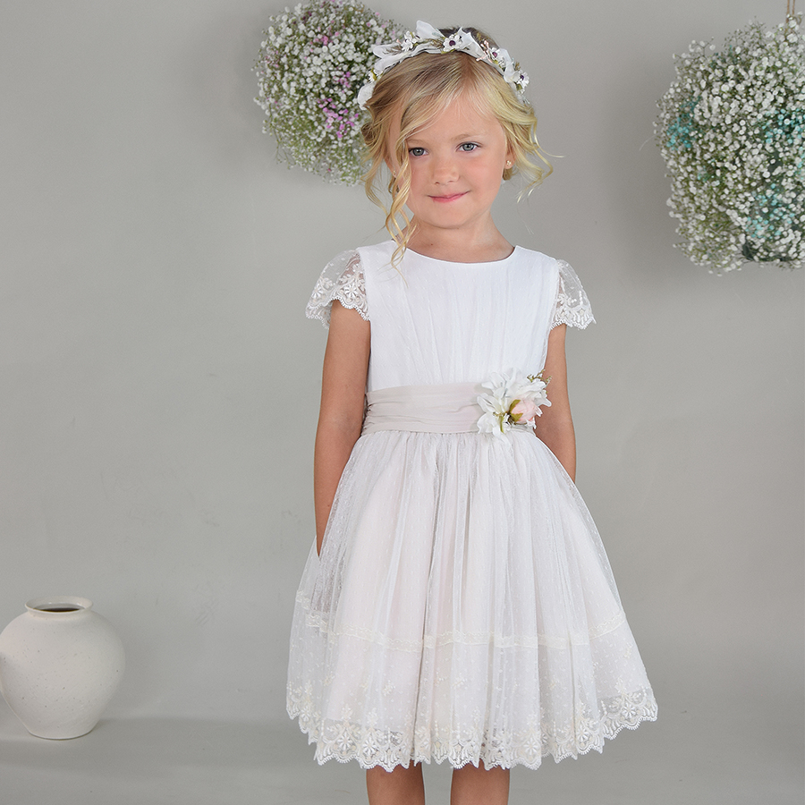 Vestido Niña Vintage Margarita Manga Corta - Imagen 2