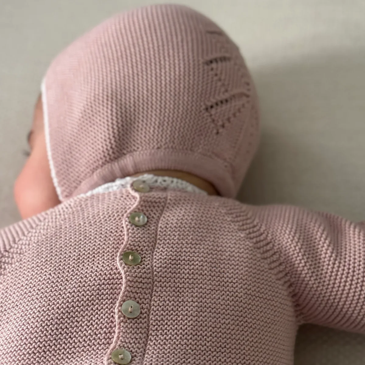 Jersey bebé algodón rosa empolvado/blanco - Imagen 3