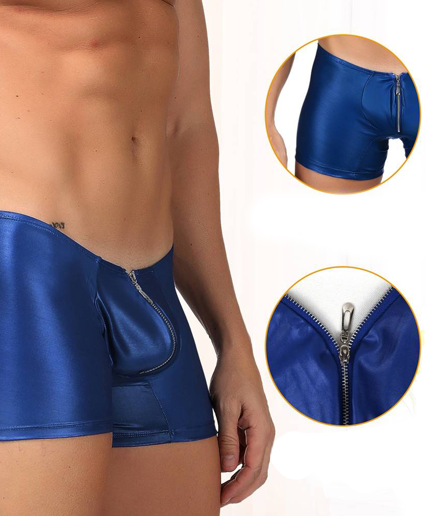 Short cuero azul Oxford con cierre - Imagen 8