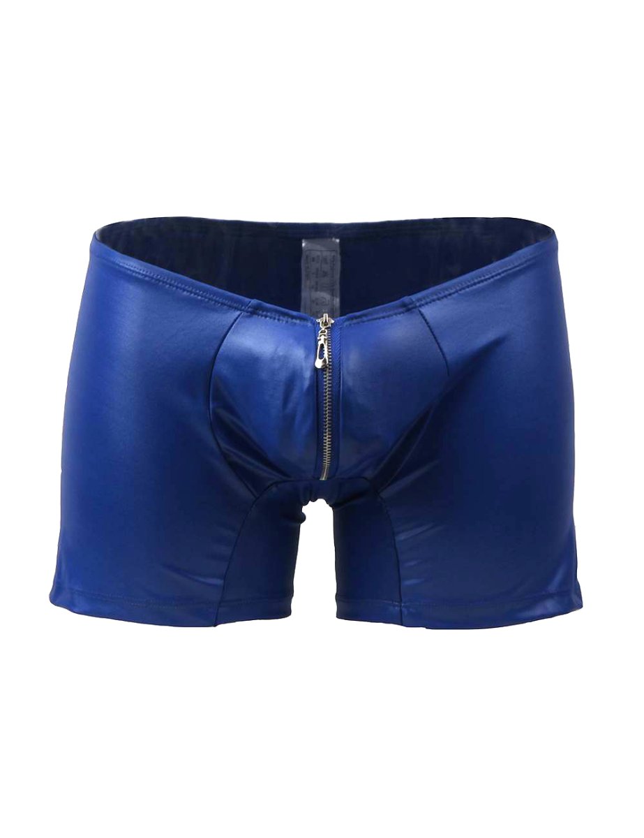 Short cuero azul Oxford con cierre - Imagen 5